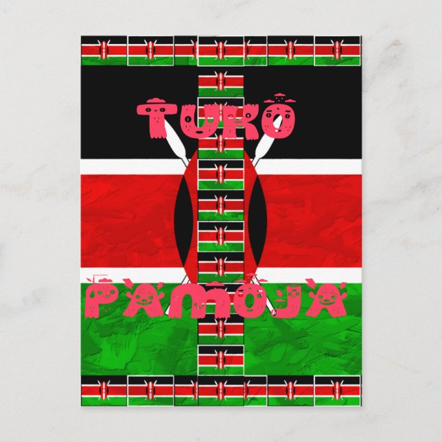 Kenya Flag: Tuko Pamoja - Unity Art Design Postcard (Front)