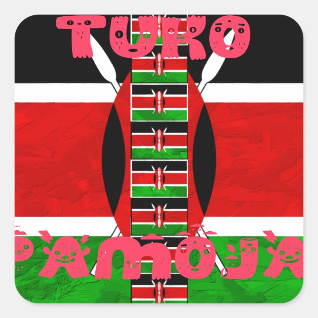 Kenya Flag: Tuko Pamoja - Unity Art Design Square Sticker (Front)