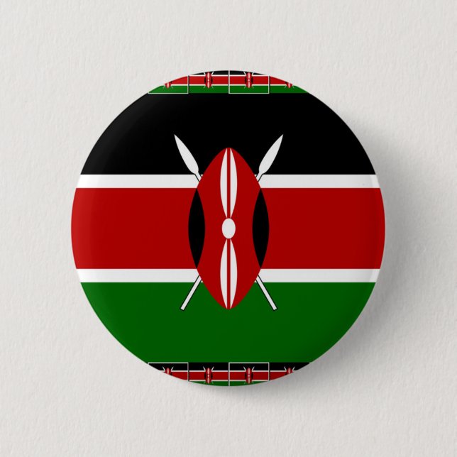 Kenya Flag: With Miniature Flag Frame Border Art  6 Cm Round Badge (Front)