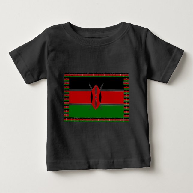 Kenya Flag: With Miniature Flag Frame Border Art  Baby T-Shirt (Front)
