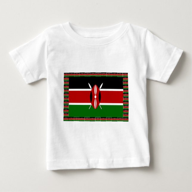 Kenya Flag: With Miniature Flag Frame Border Art  Baby T-Shirt (Front)