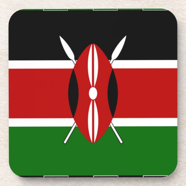 Kenya Flag: With Miniature Flag Frame Border Art  Coaster (Front)