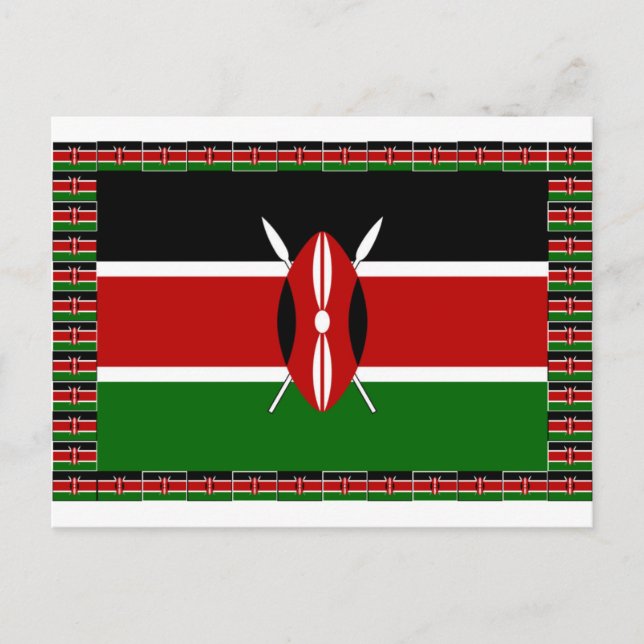 Kenya Flag: With Miniature Flag Frame Border Art  Postcard (Front)