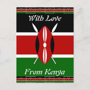 Kenya Flag: With Miniature Flag Frame Border Art Postcard