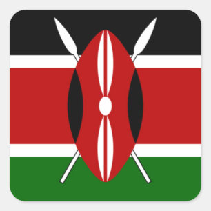Kenya Flag: With Miniature Flag Frame Border Art Square Sticker