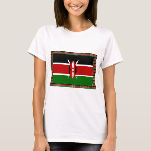 Kenya Flag: With Miniature Flag Frame Border Art  T-Shirt