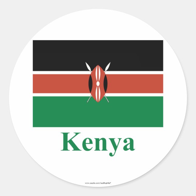 Kenya Flag with Name Classic Round Sticker (Front)