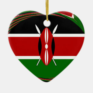 Kenya Hakuna Matata Black Red Green Ceramic Tree Decoration
