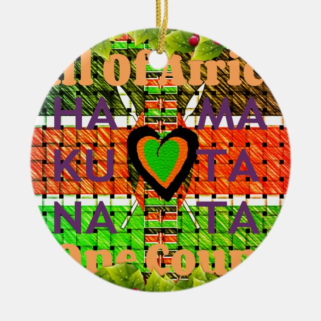 Kenya Hakuna Matata Ceramic Tree Decoration (Front)