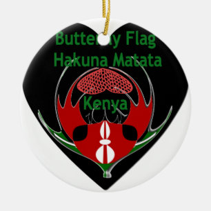 Kenya: Hakuna Matata Swahili Butterfly Abstract Ceramic Tree Decoration