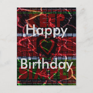 Kenya Happy Birthday Rasta colours Text Postcard