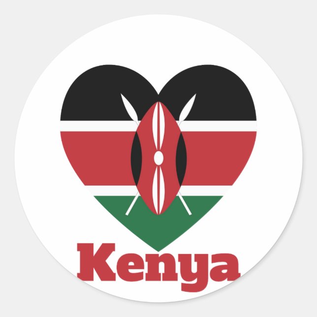 Kenya Heart Flag Classic Round Sticker (Front)