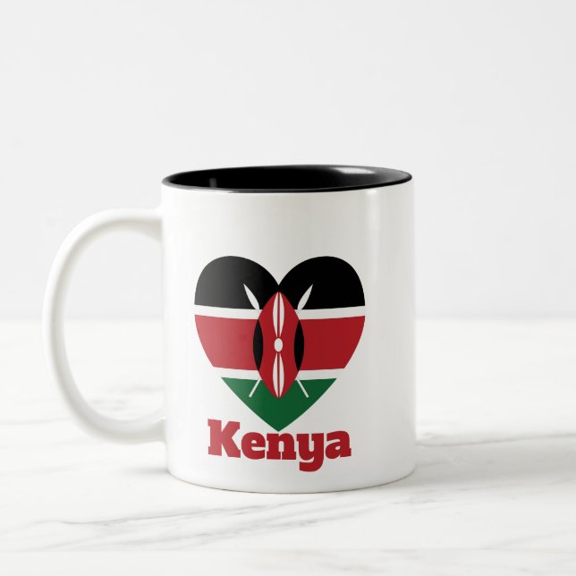 Kenya Heart Flag Two-Tone Coffee Mug (Left)