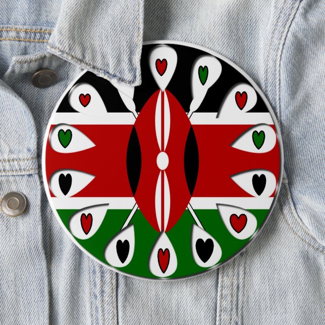 Kenya Hearts 6 Cm Round Badge (In Situ)