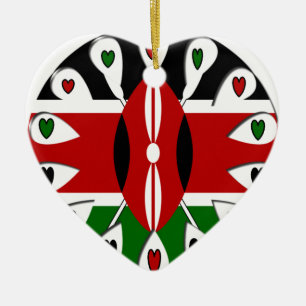 Kenya Hearts Ceramic Tree Decoration