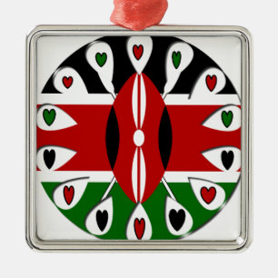 Kenya Hearts Metal Tree Decoration