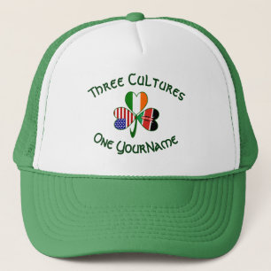 Kenya Ireland USA Shamrock Flag Personalised Trucker Hat