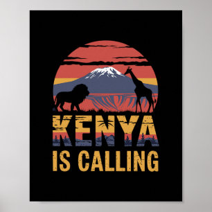 Kenya Is Calling Safari Lover African Wildlife Vac Poster