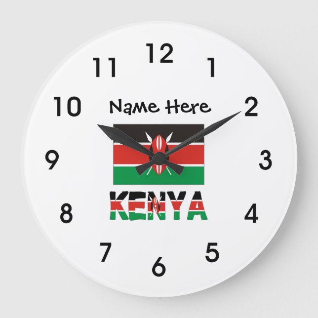 Kenya Kenyan Flag Personalized Large Clock (Front)