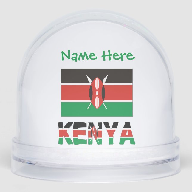 Kenya Kenyan Flag Tiled Green Personalisation Snowglobe (Front)