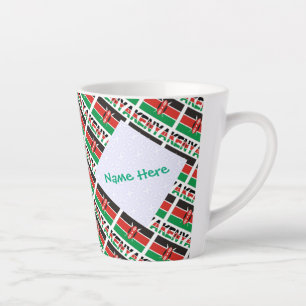 Kenya Kenyan Flag Tiled Green Personalised Small Latte Mug