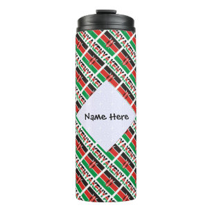 Kenya Kenyan Flag Tiled Personalised Name  Thermal Tumbler