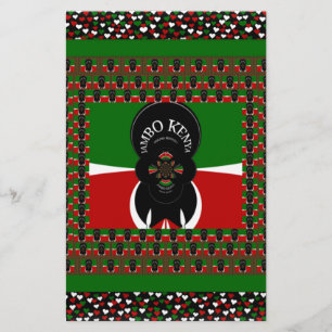 Kenya Lovely back red green ethnic hearts tribal  Stationery