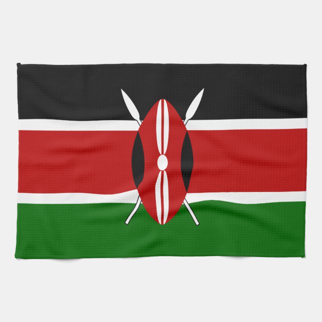 Kenya Maasai flag Bendera ya Kenya Tea Towel (Horizontal)