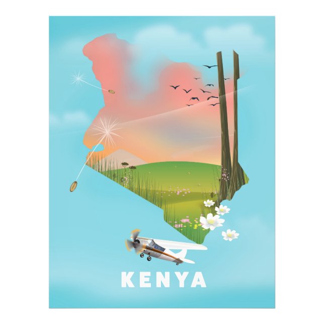 Kenya Map Illustration travel poster. Photo Print (Front)