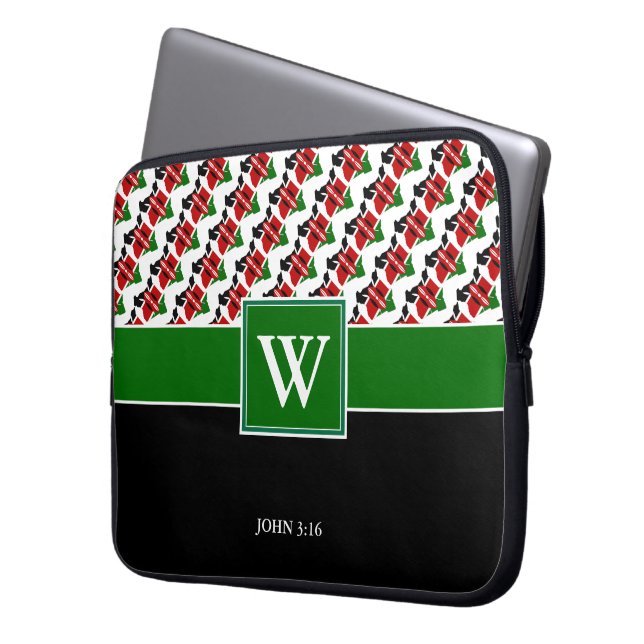KENYA Monogram Christian GREEN Laptop Laptop Sleeve (Front Left)