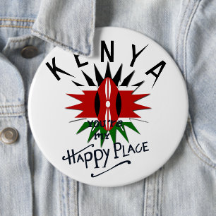 Kenya My Happy Place Flag Burst Artistic Design 6 Cm Round Badge