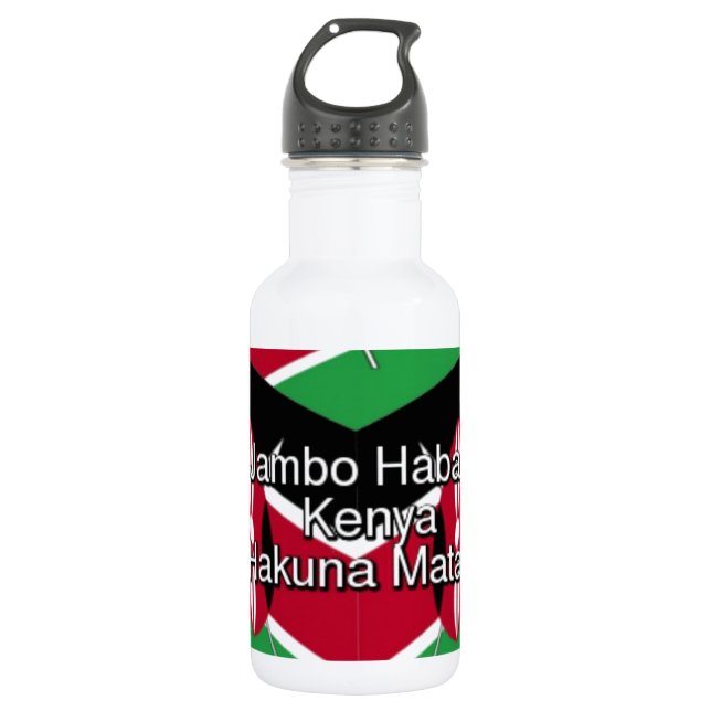 Kenya National Flag Colours Pattern Art Design 532 Ml Water Bottle (Front)