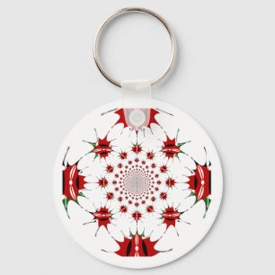 Kenya National Flag Shield Kaleidoscope Pattern  Key Ring