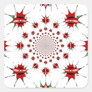Kenya National Flag Shield Kaleidoscope Pattern  Square Sticker