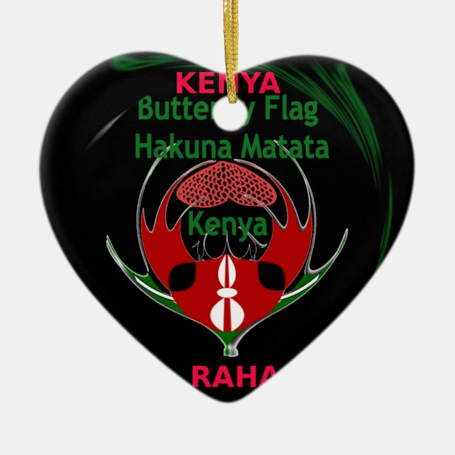 Kenya Raha Hakuna Matata.jpg Ceramic Tree Decoration (Front)
