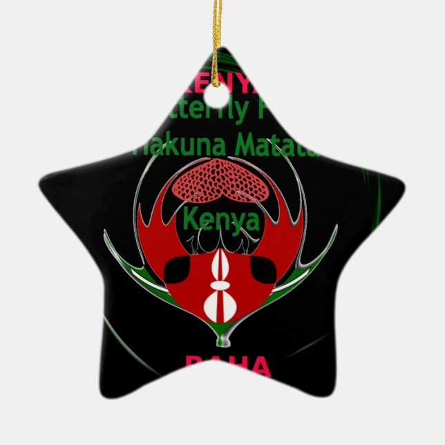 Kenya Raha Hakuna Matata.jpg Ceramic Tree Decoration (Front)