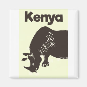 Kenya Rhino African vintage poster Magnet