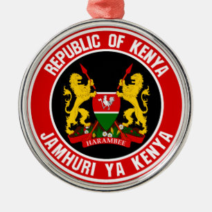Kenya Round Emblem Metal Ornament