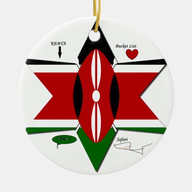 Kenya Safari Ceramic Tree Decoration (Front)