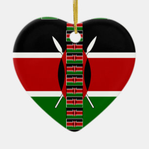 Kenya Seamless Flags Border Frames Art Print Ceramic Tree Decoration