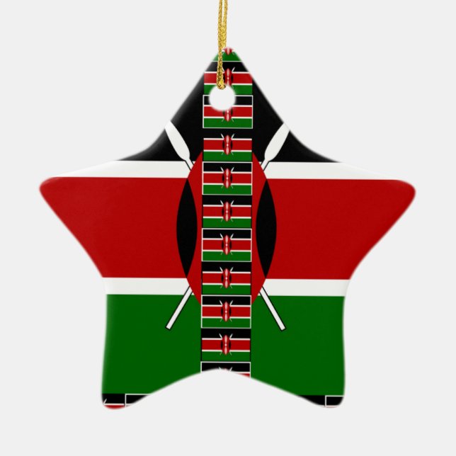 Kenya Seamless Miniature Flags Border Frames Art  Ceramic Ornament (Front)