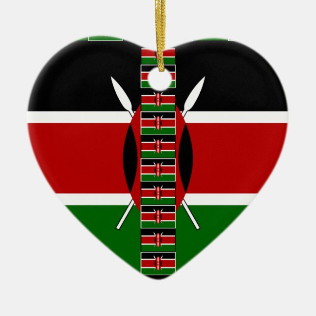 Kenya Seamless Miniature Flags Border Frames Art  Ceramic Tree Decoration (Front)