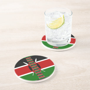 Kenya Seamless Miniature Flags Border Frames Art Coaster