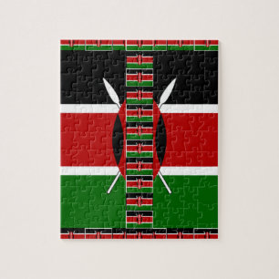 Kenya Seamless Miniature Flags Border Frames Art  Jigsaw Puzzle
