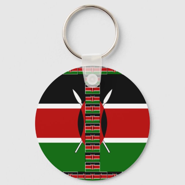 Kenya Seamless Miniature Flags Border Frames Art  Key Ring (Front)
