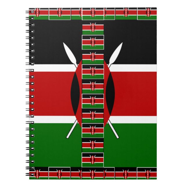 Kenya Seamless Miniature Flags Border Frames Art  Notebook (Front)