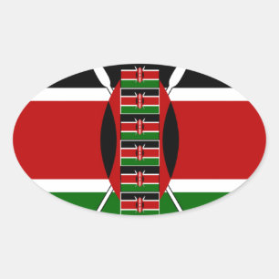 Kenya Seamless Miniature Flags Border Frames Art  Oval Sticker