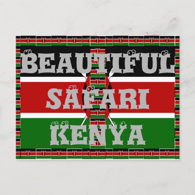 Kenya Seamless Miniature Flags Border Frames Art Postcard (Front)