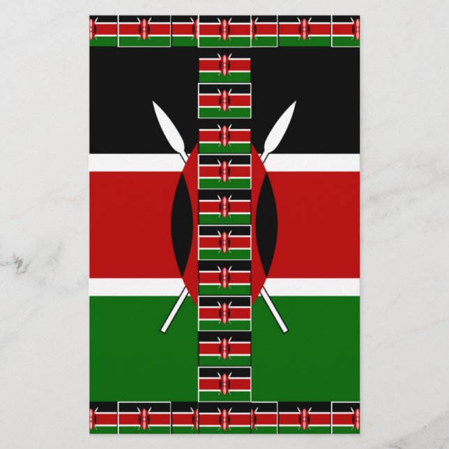 Kenya Seamless Miniature Flags Border Frames Art Stationery (Front)
