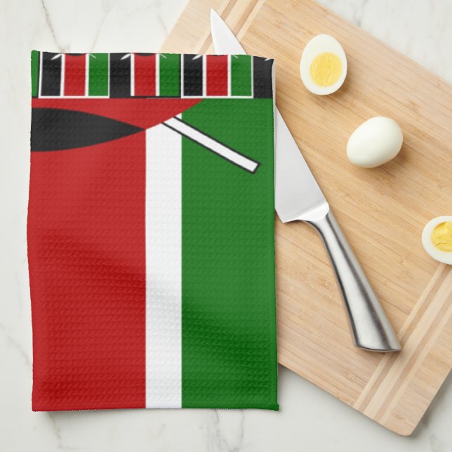 Kenya Seamless Miniature Flags Border Frames Art  Tea Towel (Quarter Fold)